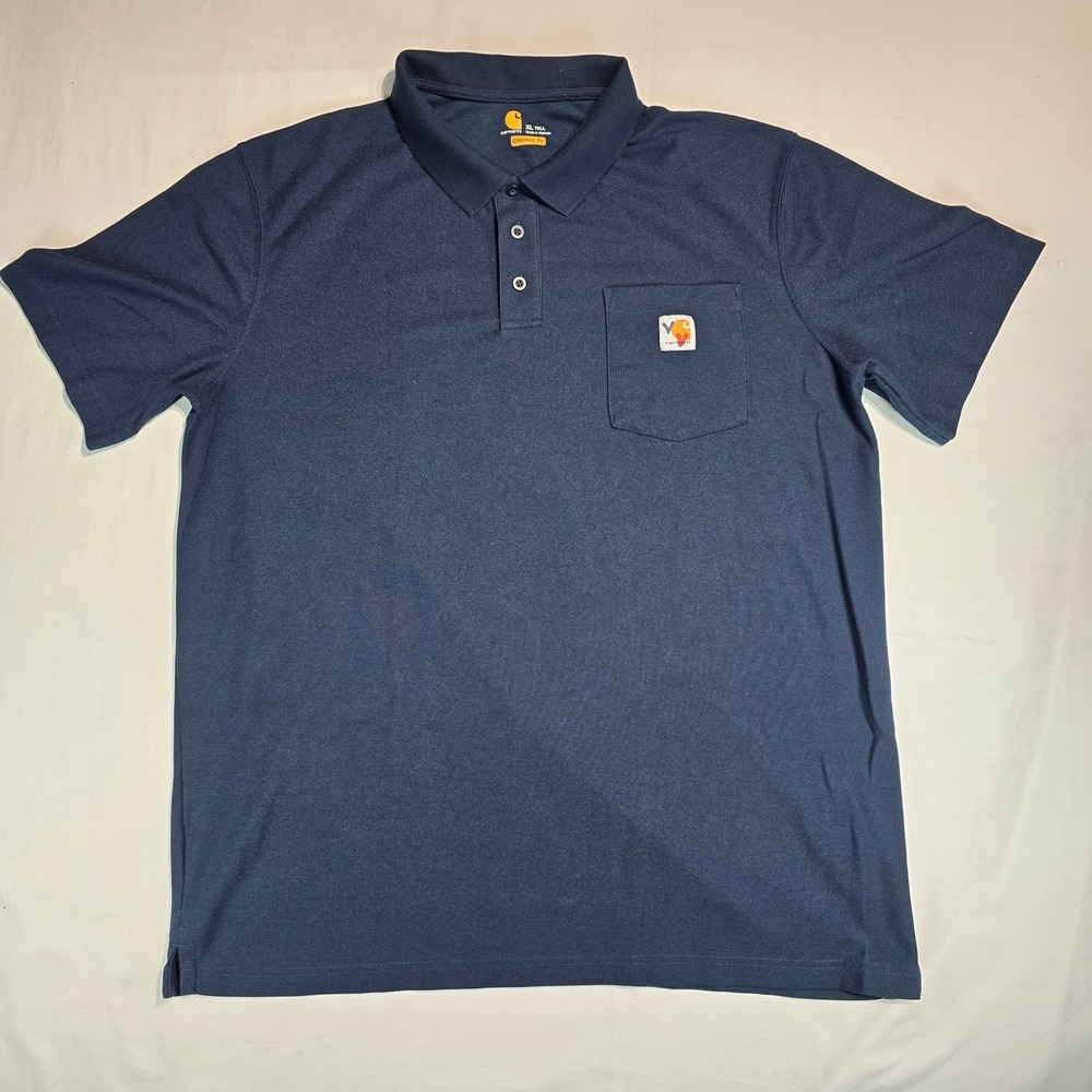 Carhartt Mens XL Tall Navy Blue Work Pocket Polo Shirt K570 NVY Original Fit